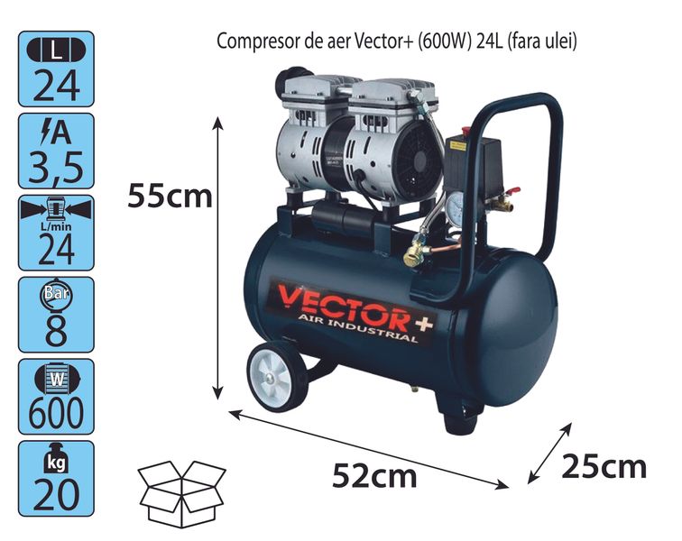 Безмасляный компрессор Vector+ (600W) 24L Vector+ (600W) 24L фото