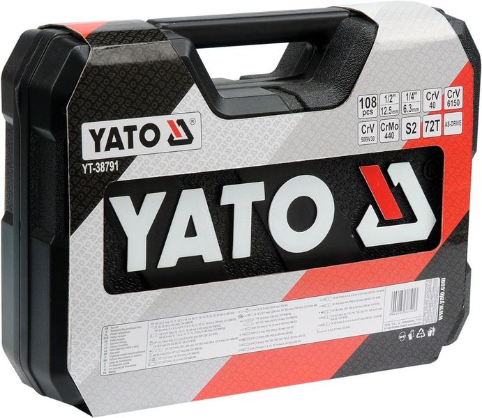 Set de prize cu clichet Yato YT-38791 SET 1/4" și 1/2" SET 108 el. YT-38791 foto