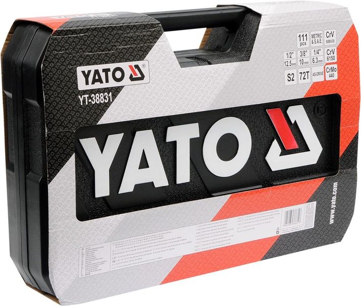 YT-38831 НАБОР ИНСТРУМЕНТОВ YATO 1/4", 3/8", 1/2", 111 шт XL 38831 фото