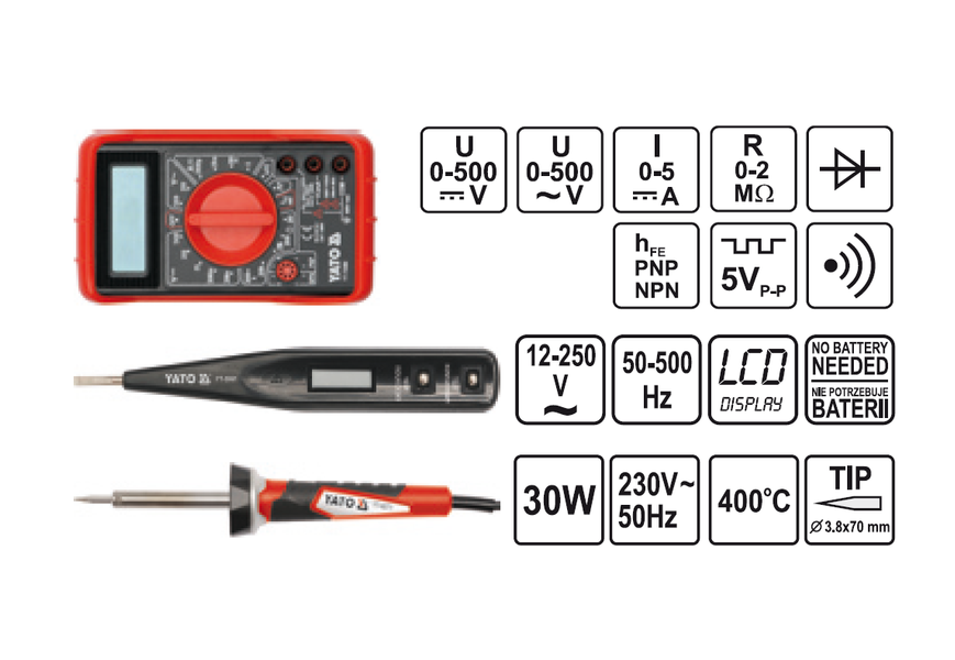 SET DE INSTRUMENTE PENTRU ELECTRICIAN YATO (68 el) YT-39009 39009 foto