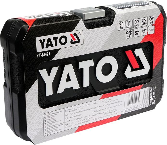 Set de prize cu clichet Yato YT-14471 SET 1/4" SET 38 el. YT-14471 foto